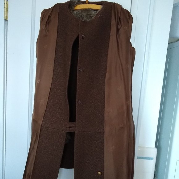 Vintage Brown Coat with Fake Fur Trim size S - Picture 4 of 8